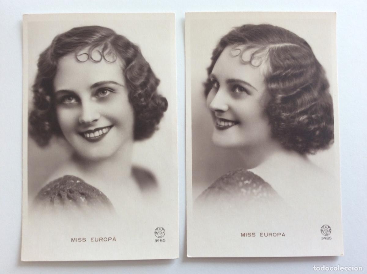 Cartoline: 2 POSTAL FOTOGR&Aacute;FICA TATIANA MASLOWA MISS RUSIA Y MISS EUROPA 1933