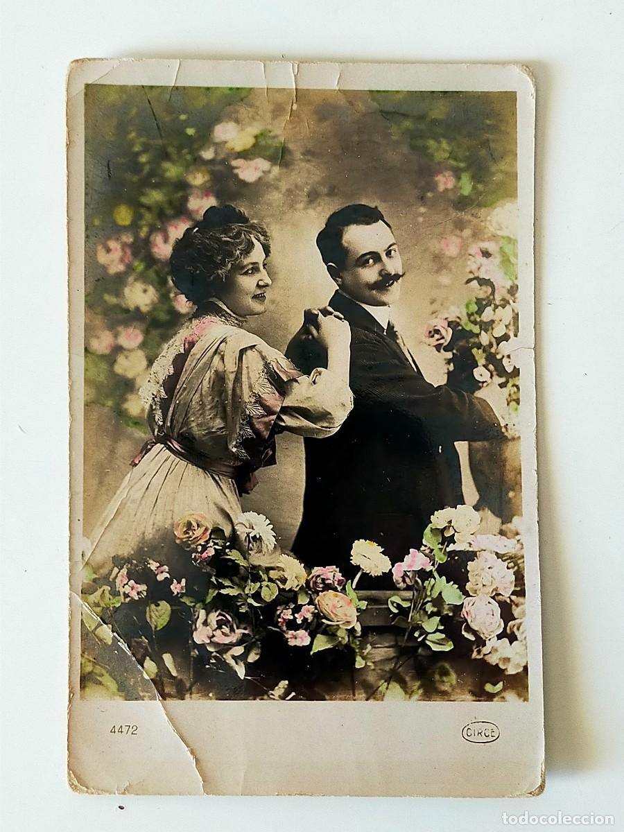Cartoline: Postal Coloreada - PAREJA ROMANTICA - CIRCE 4472 - Escrita - A&ntilde;o 1916