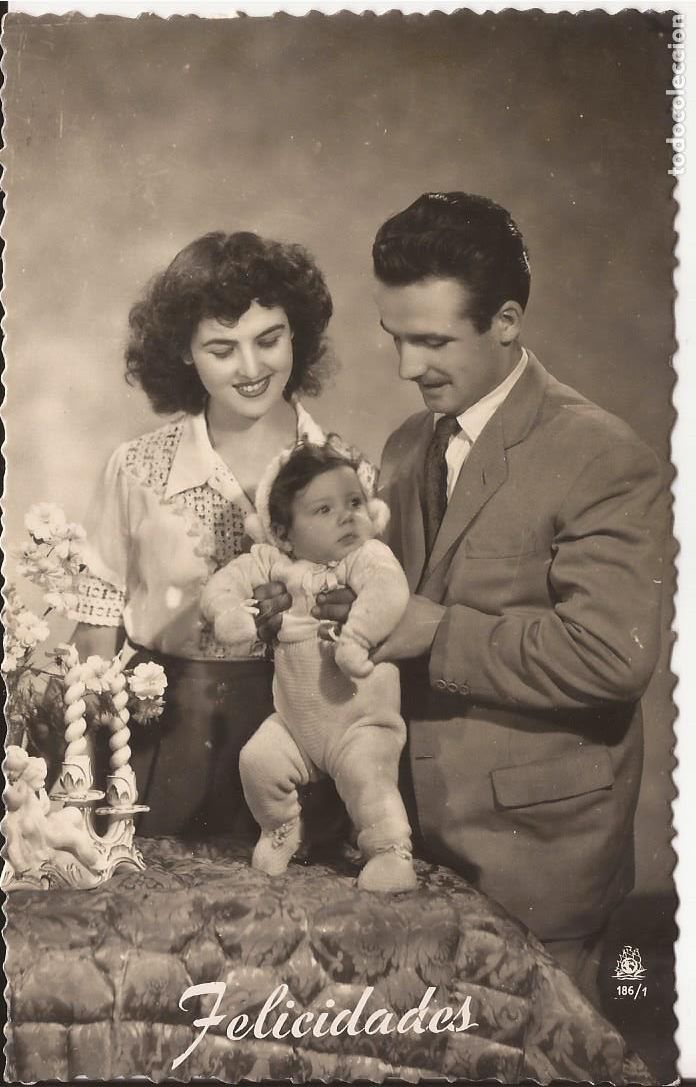 Cartoline: ANTIGUA POSTAL, FAMILIA CON NI&Ntilde;A, ED. BARCO 186/1