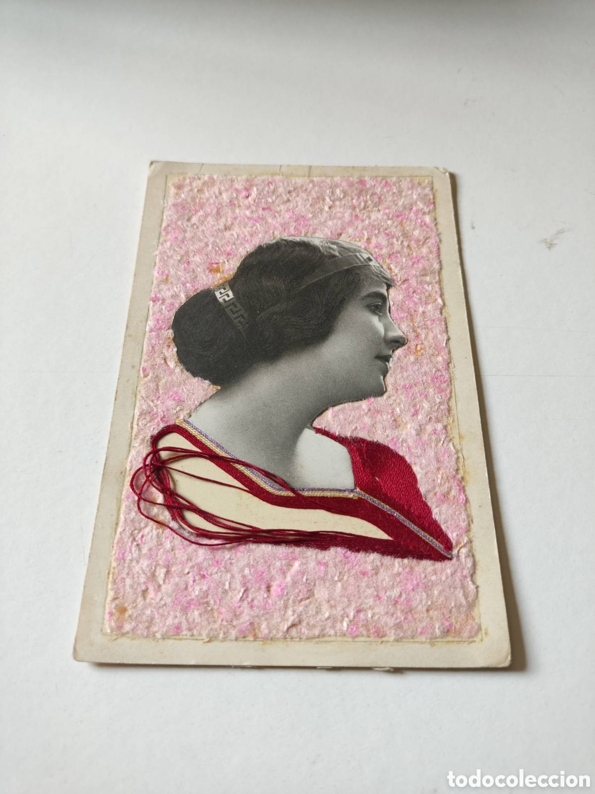 Postais: Postal antigua mujer vestido cosido