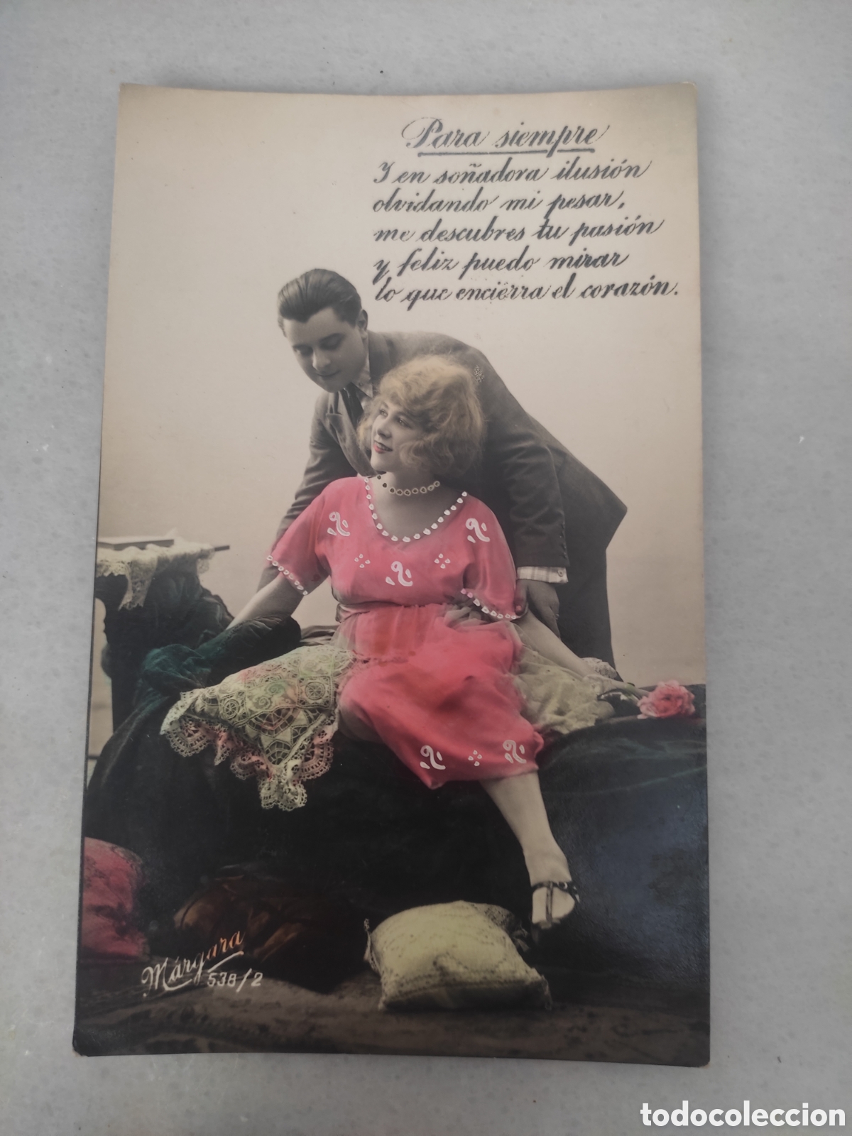 Postais: Postal coloreada de enamorados