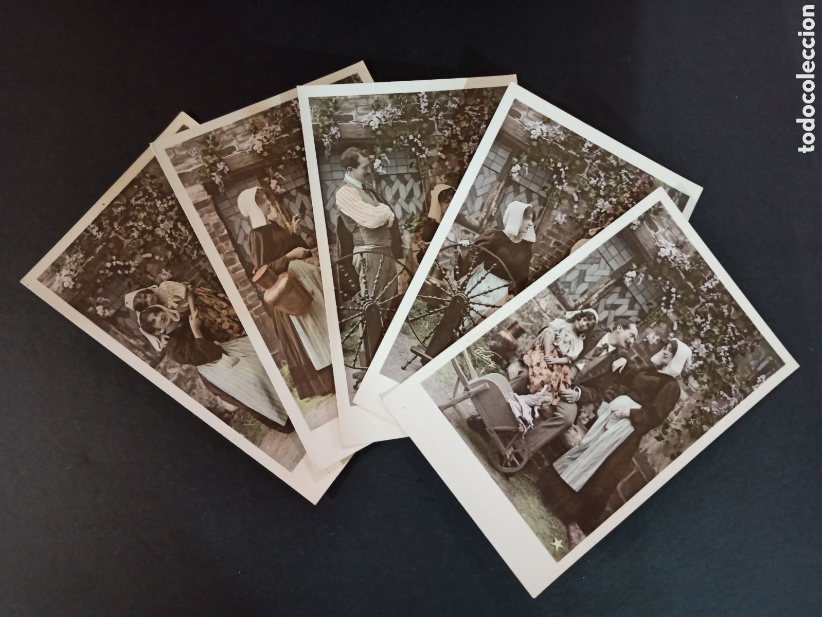 Postais: Serie de 5 postales antiguas. Francia, pp. s. XX.