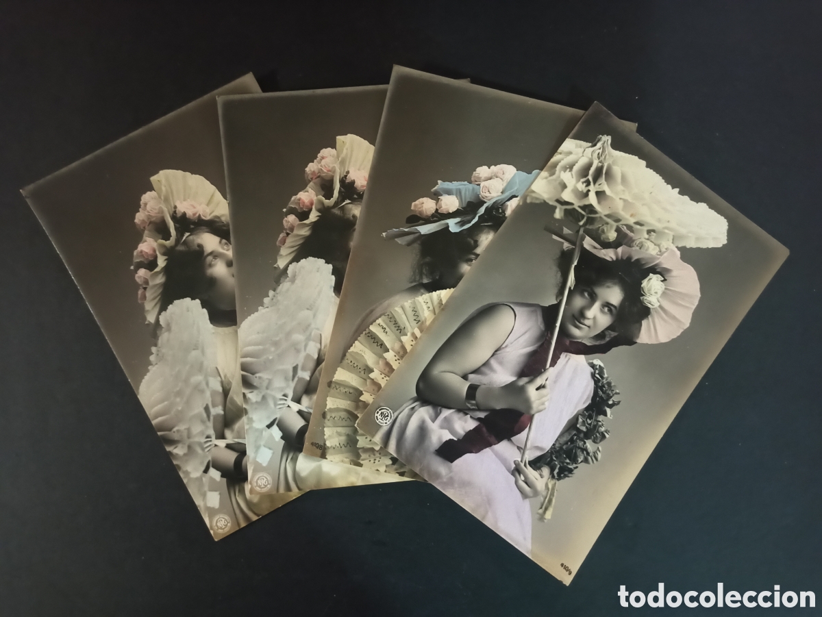 Postais: Serie de 4 fotograf&iacute;as postales antiguas. Anteriores a 1905. Sin circular.