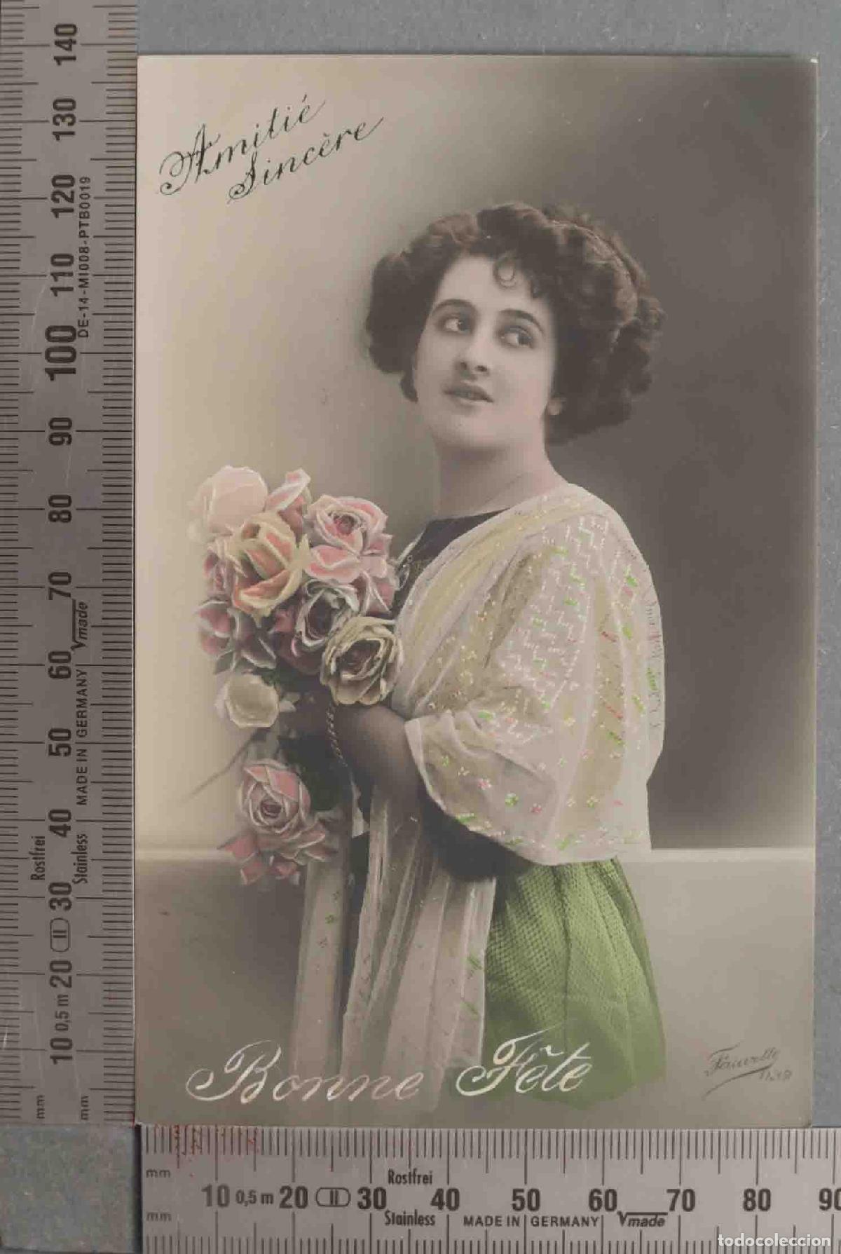 Postales: POSTAL. FOTOGRAFIA MUJER COLOREADA FELICITACION FIESTAS