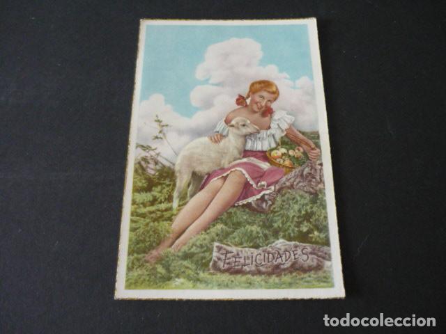 Postais: CHICA CON OVEJA POSTAL