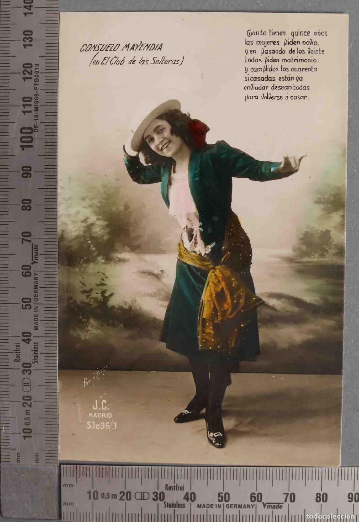 Cartoline: POSTAL. CONSUELO MAYENDIA EN EL CLUB DE LAS SOLTERAS