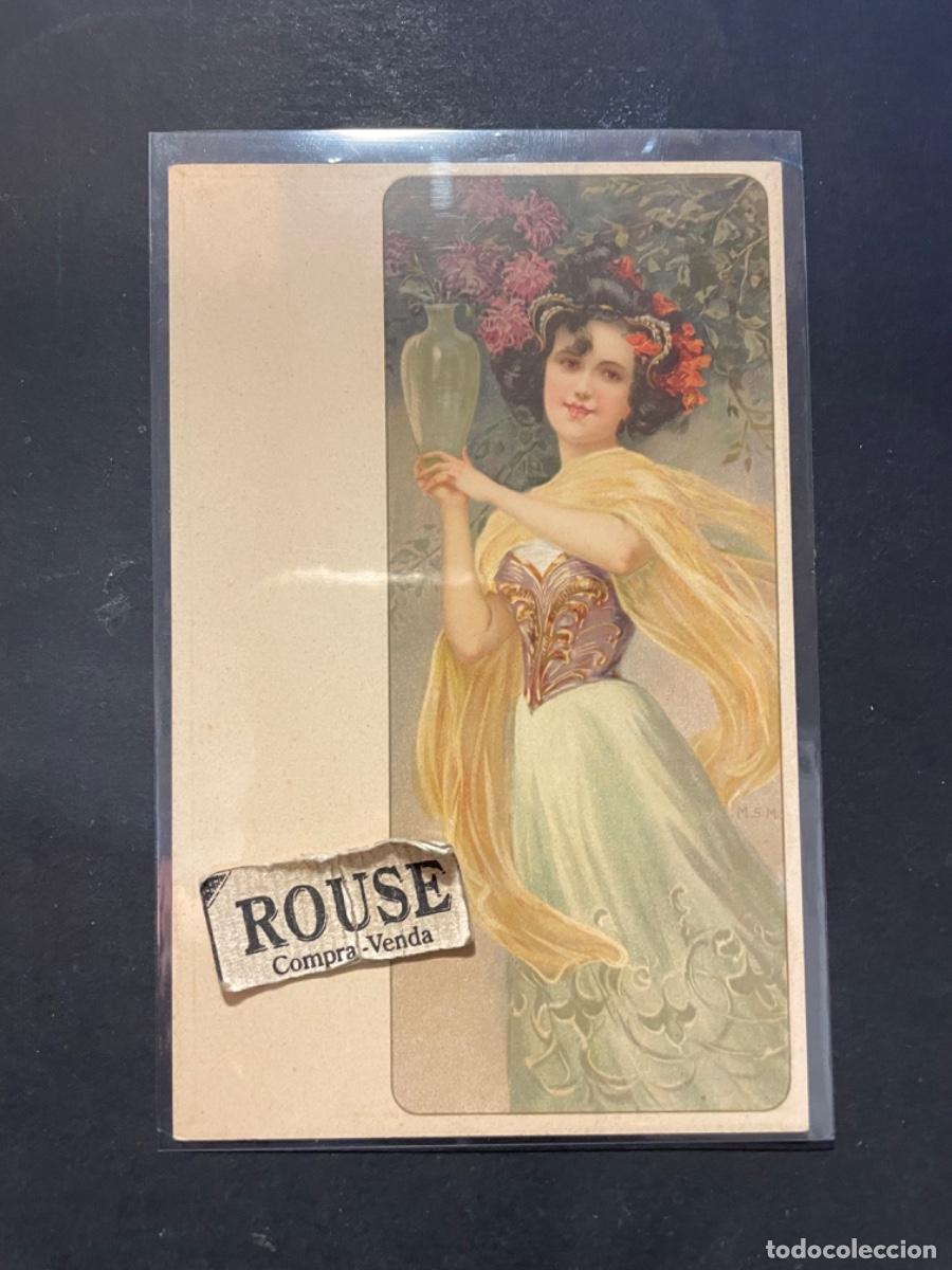 Cartoline: ANTIGUA POSTAL MODERNISTA ILUSTRADOR M.SM - REVERSO SIN DIVIDIR - 14X9 CM.