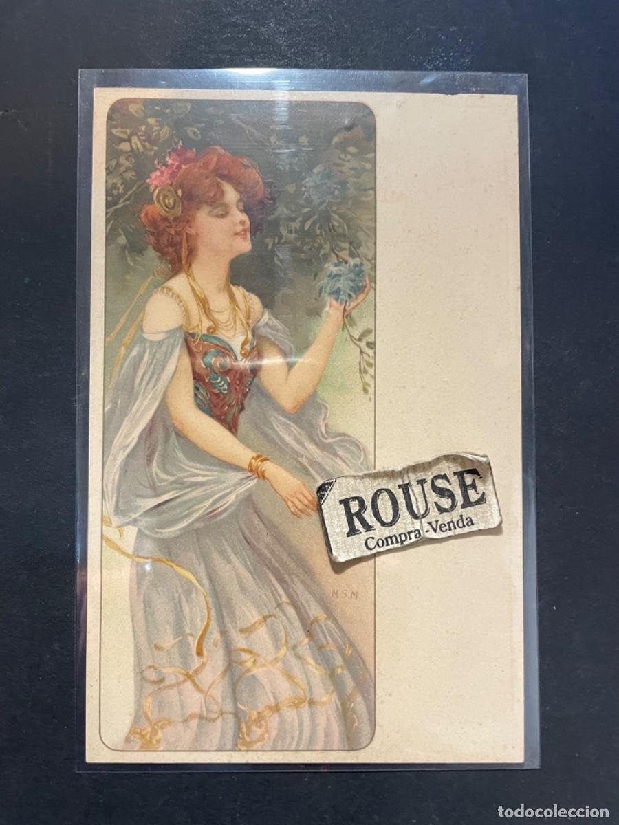 Cartoline: ANTIGUA POSTAL MODERNISTA ILUSTRADOR M.SM - REVERSO SIN DIVIDIR - 14X9 CM.