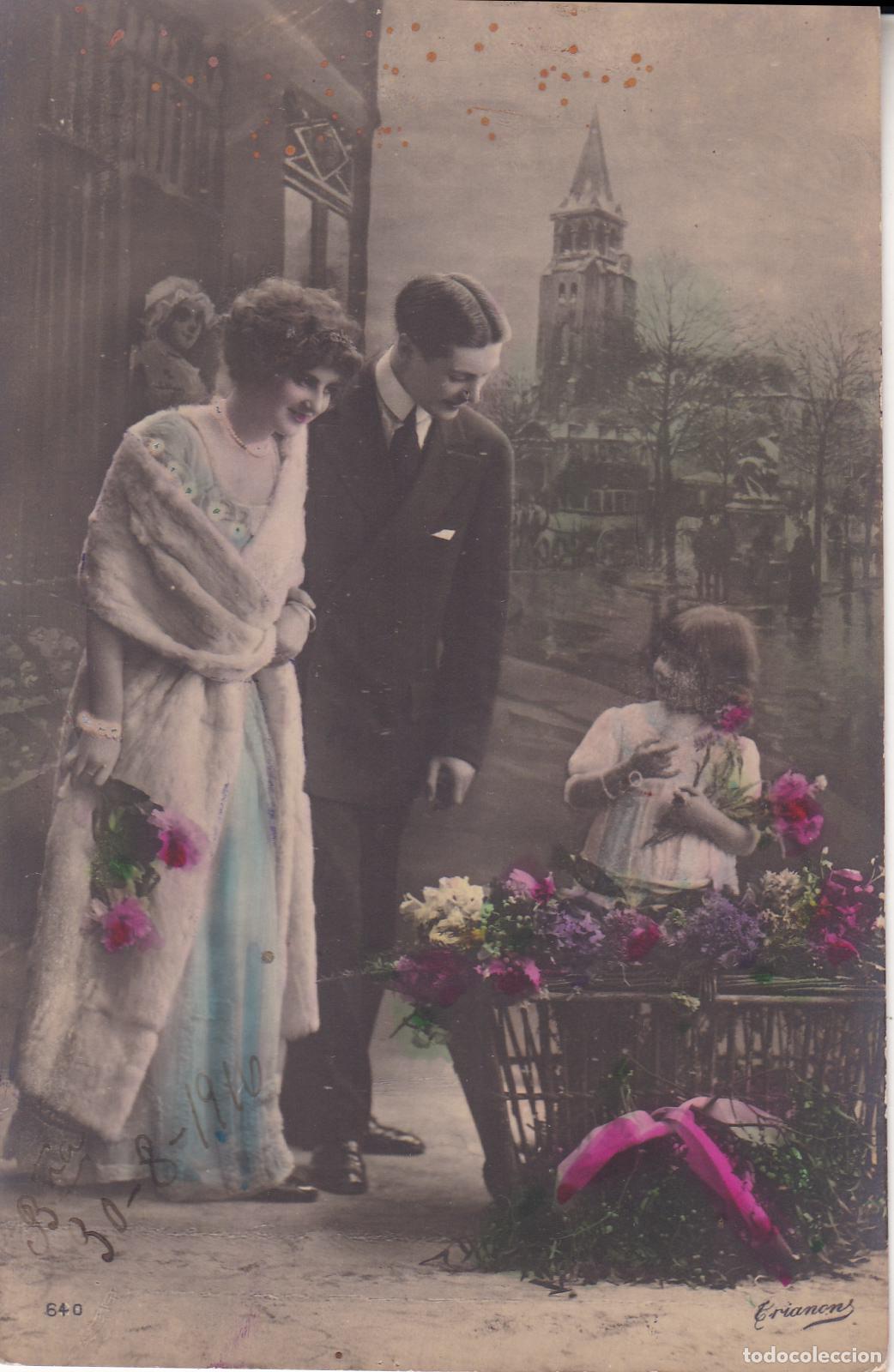 Postais: POSTAL ROMANTICA, PAREJA CON NI&Ntilde;A - TRIANONS 640 - ESCRITA 1916