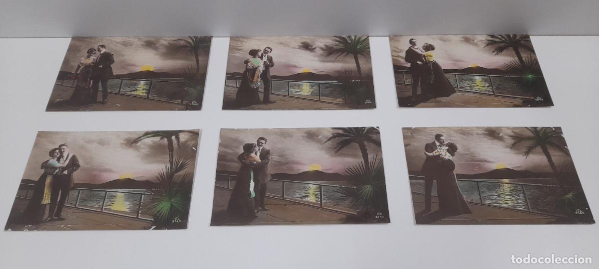 Postkarten: ANTIGUA SERIE DE SEIS POSTALES DE ENAMORADOS - COMPLETA . ESCRITAS Y FECHADAS EN 1914