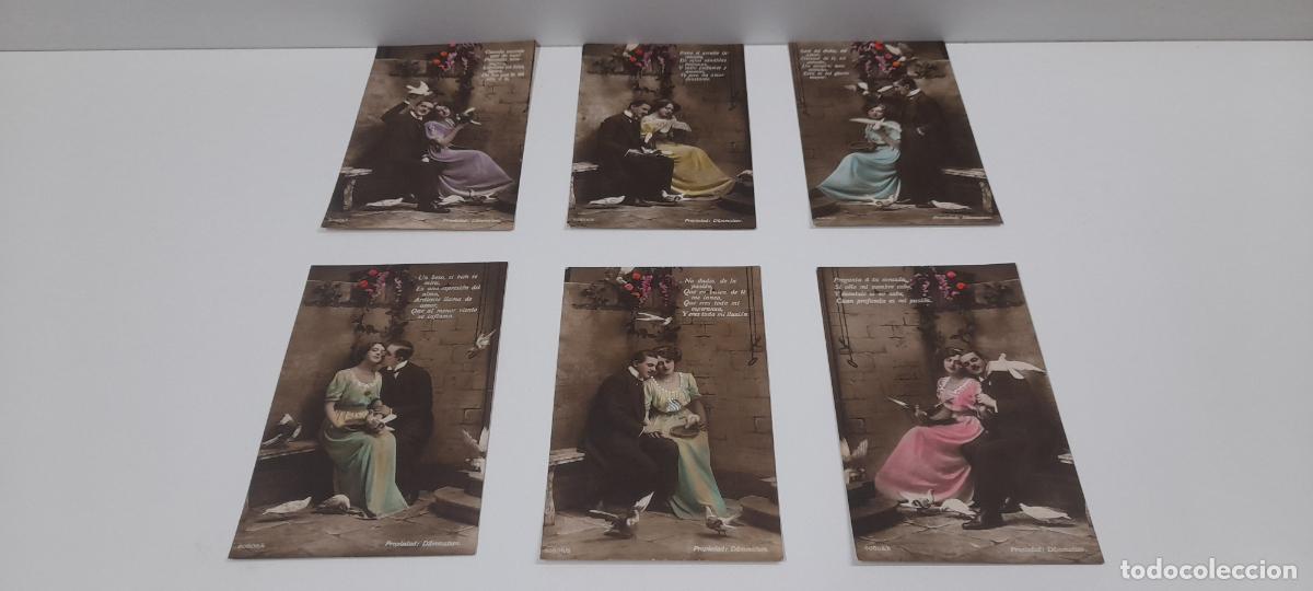 Postkarten: ANTIGUA SERIE DE SEIS POSTALES DE ENAMORADOS - COMPLETA . ESCRITAS Y FECHADAS EN 1914