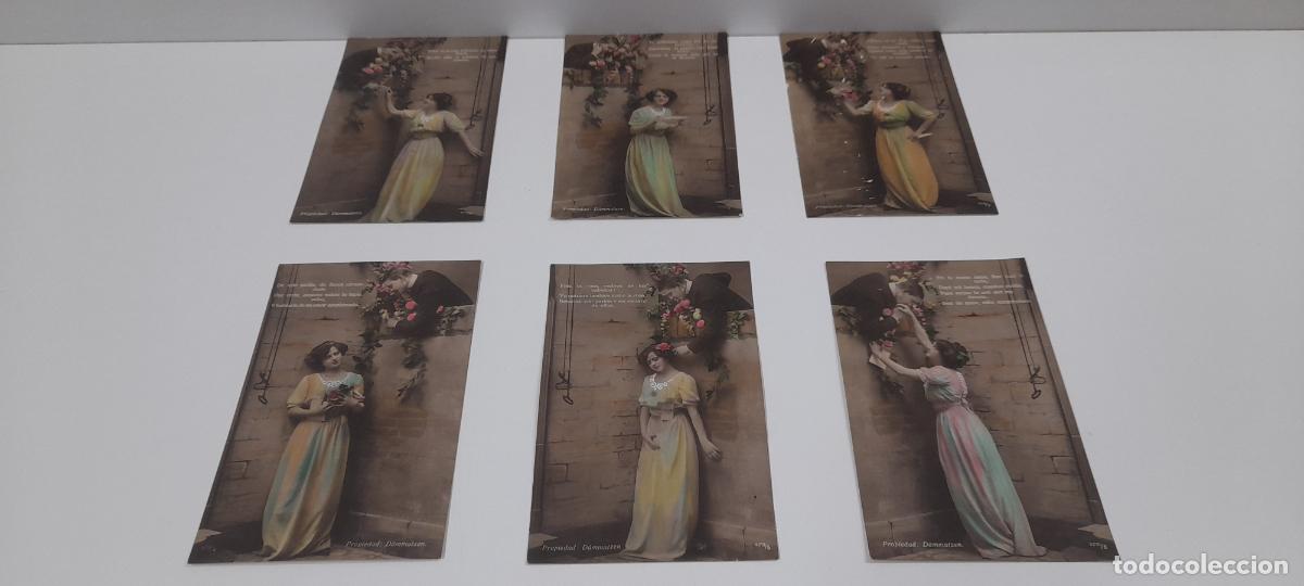 Postkarten: ANTIGUA SERIE DE SEIS POSTALES DE ENAMORADOS - COMPLETA . ESCRITAS Y FECHADAS EN 1914