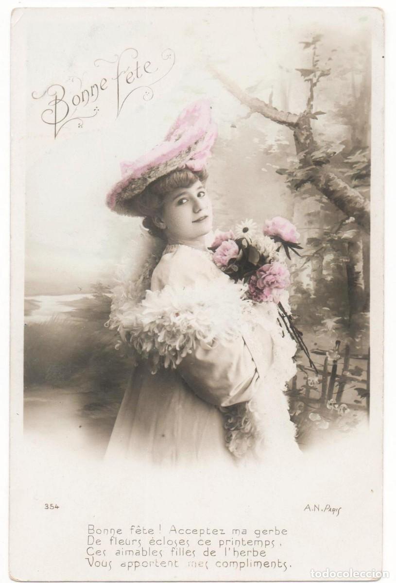 Cartoline: Postal de mujer principios del XX- -circulada-