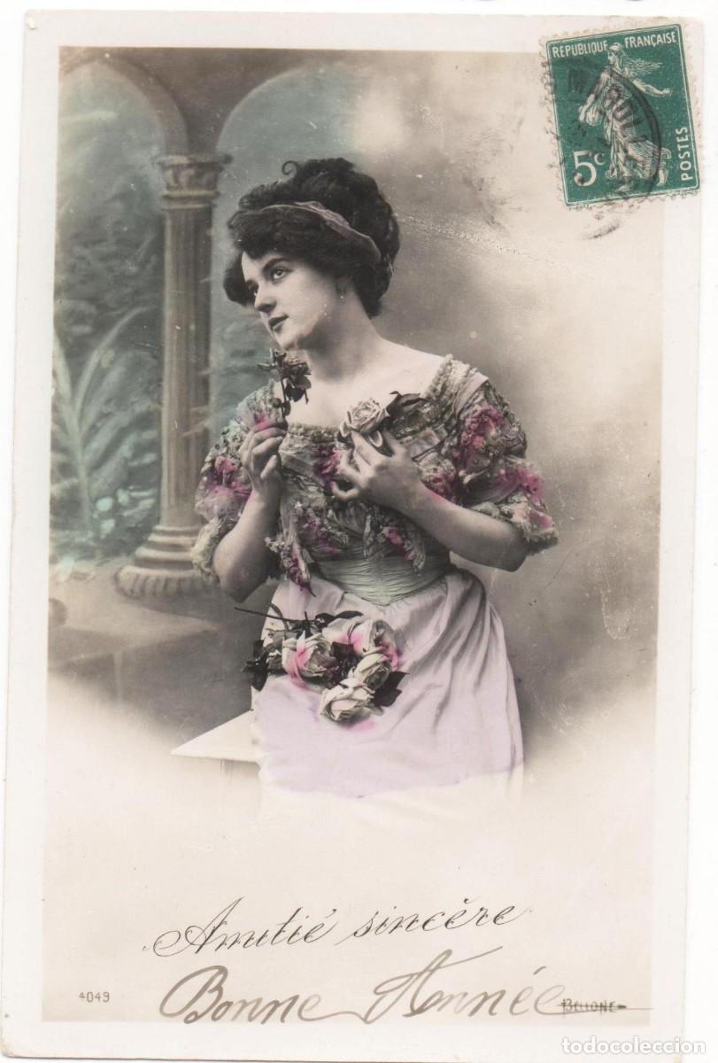 Cartoline: Postal de mujer principios del XX- -circulada-