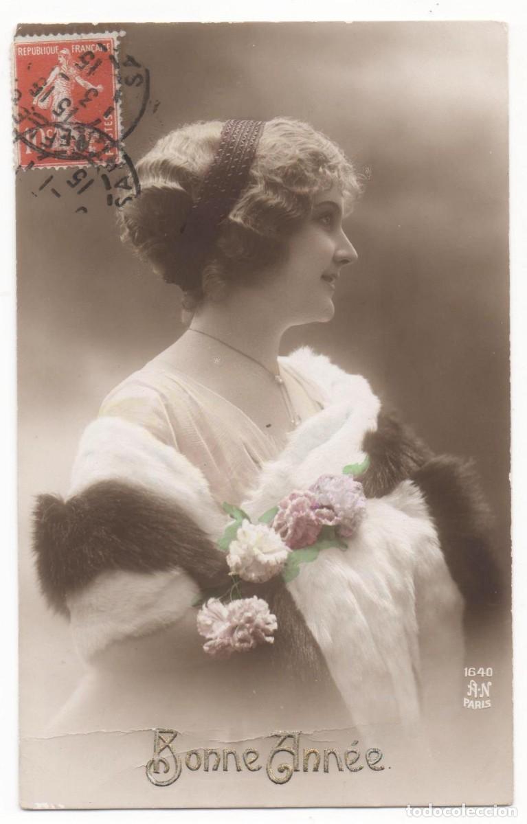 Postais: Postal de mujer principios del XX- -circulada-