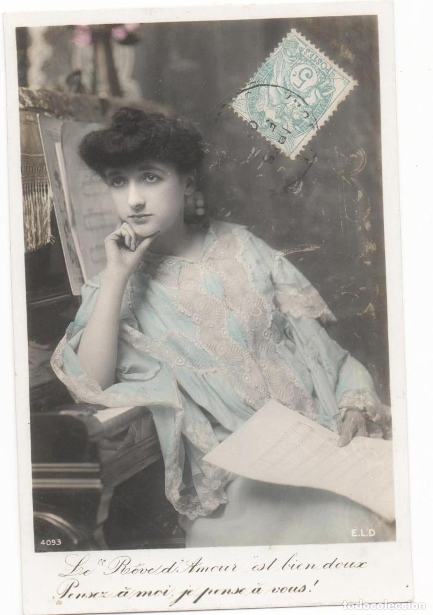 Cartoline: Postal de mujer principios del XX- -circulada-