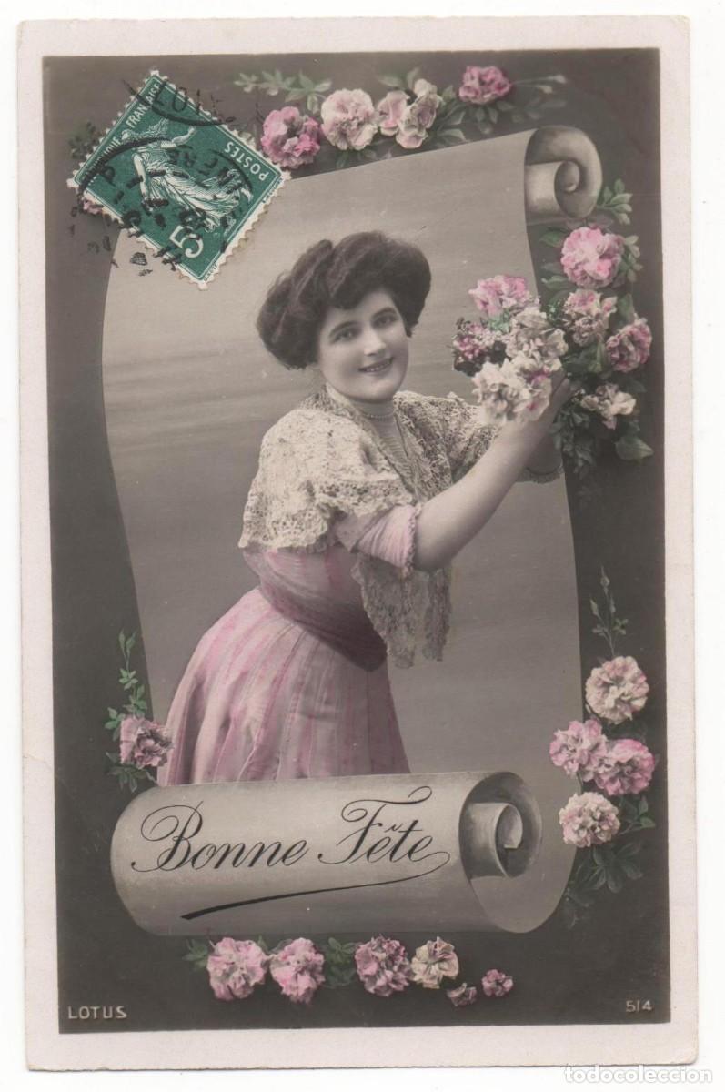 Cartoline: Postal de mujer principios del XX- -circulada-