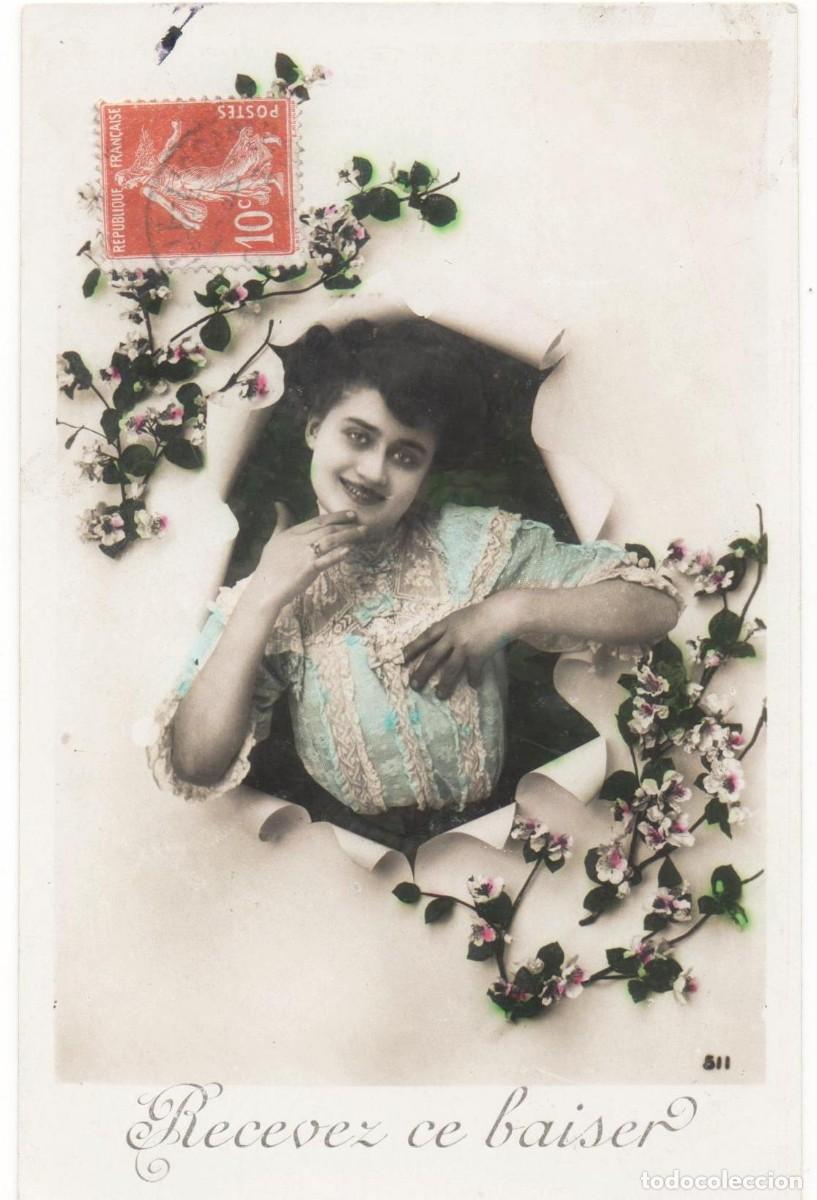 Postais: Postal de mujer principios del XX- -circulada-