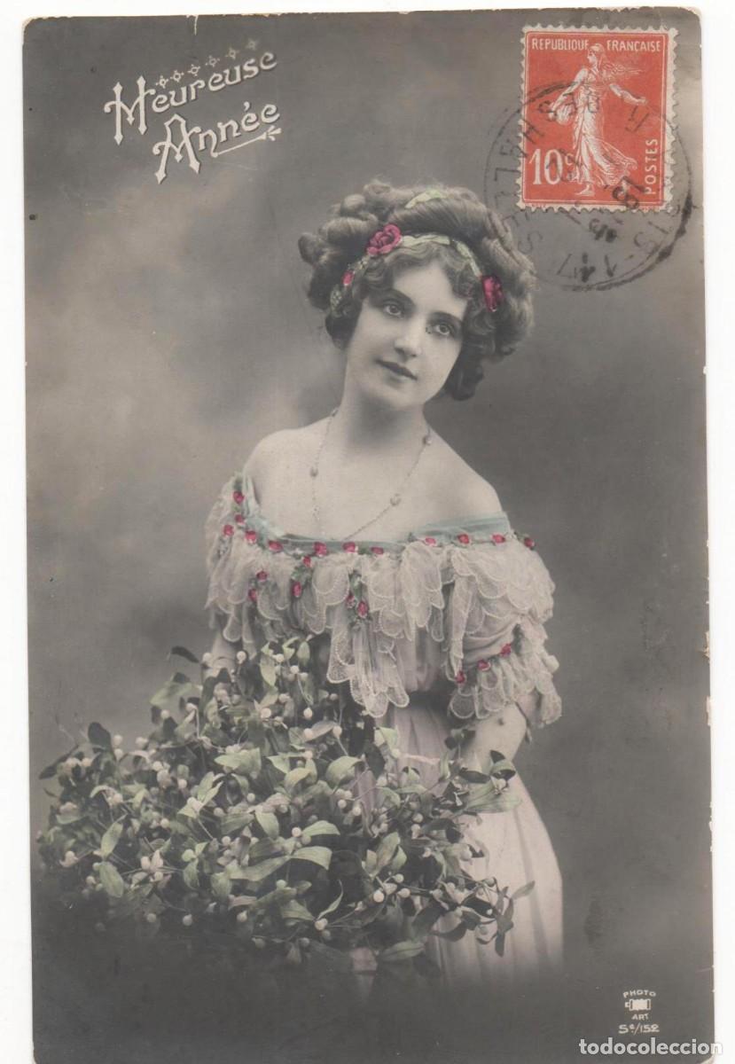 Cartoline: Postal de mujer principios del XX- -circulada-