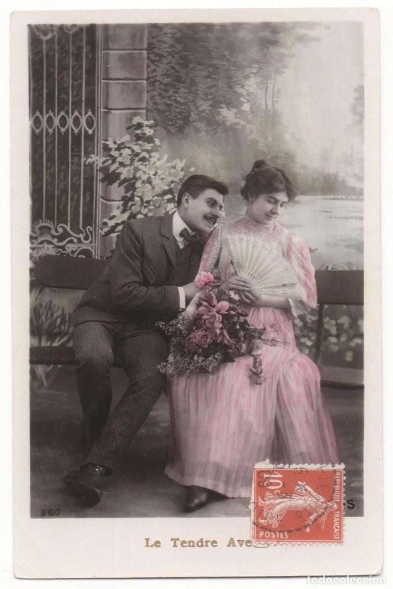 Cartoline: Postal francesa principios del XX- circulada-Rom&aacute;ntica-