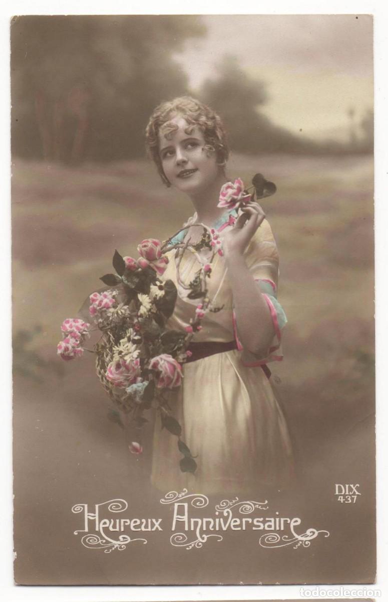 Cartoline: Postal francesa principios del XX-mujer-Rom&aacute;ntica-escrita-