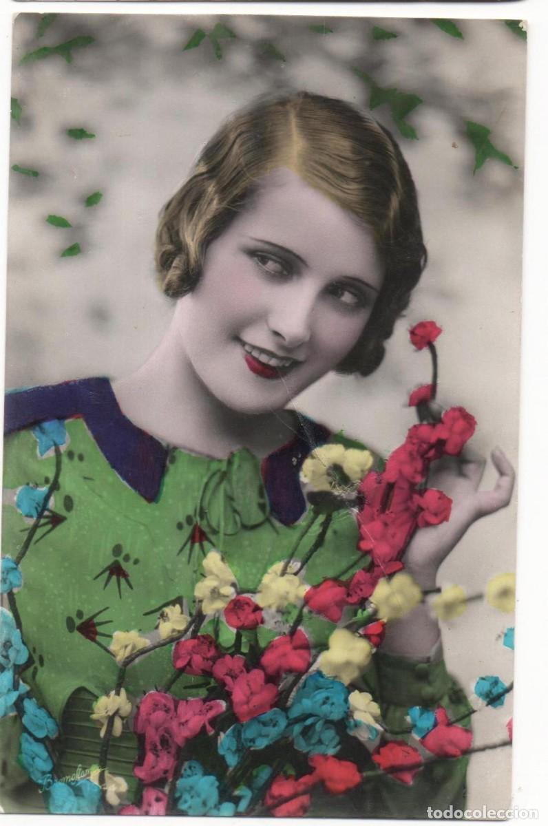 Cartoline: Postal francesa principios del XX-mujer-Rom&aacute;ntica-escrita-