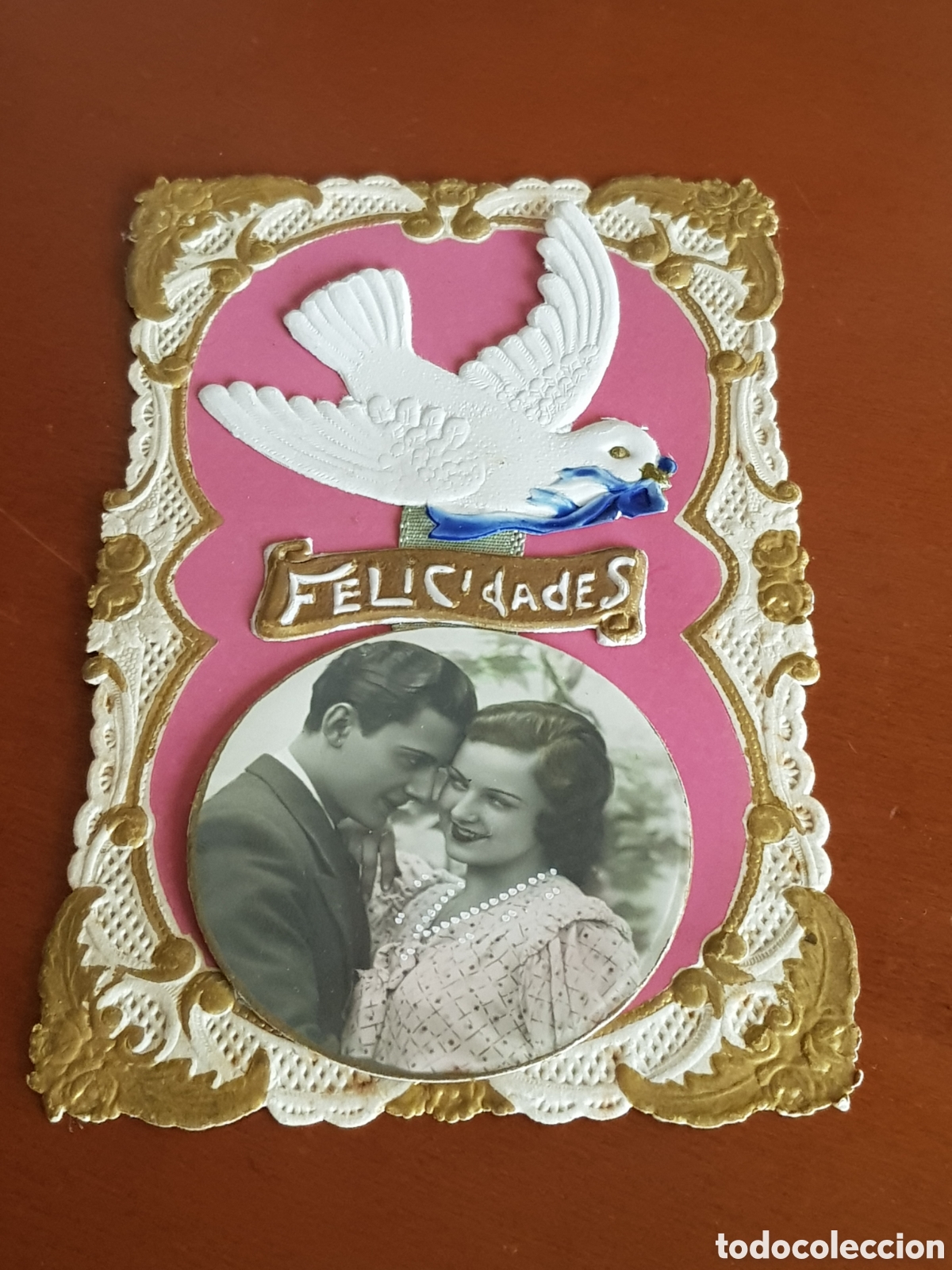 Postais: Preciosa postal, felicitaci&oacute;n troquelada y con relieve. 10 x 14 cm. aprox.
