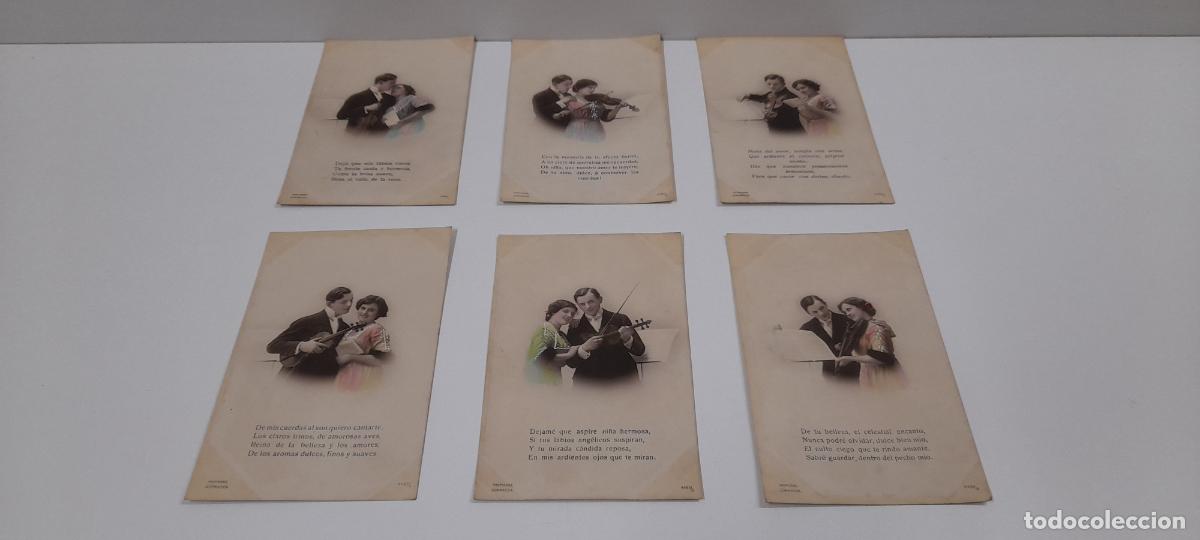 Postais: ANTIGUA SERIE DE SEIS POSTALES DE ENAMORADOS - COMPLETA . ESCRITAS Y FECHADAS EN 1914