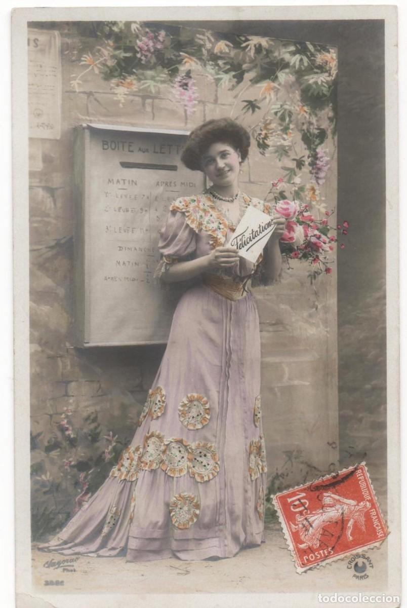 Postais: Postal francesa principios del XX- circulada-Mujer