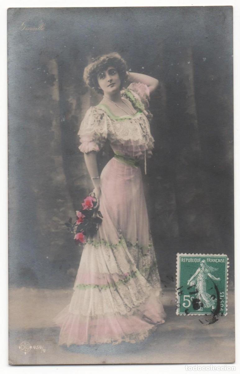 Cartoline: Postal francesa principios del XX- circulada-Mujer-