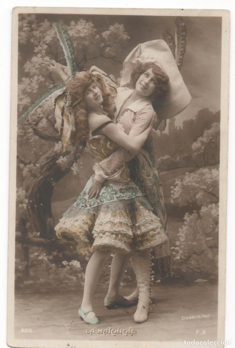 Postais: Postal francesa principios del XX- circulada-Mujeres disfrazadas-sellada en Espa&ntilde;a-