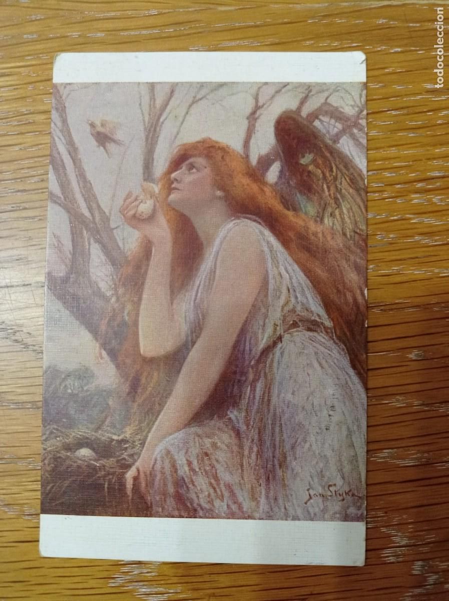 Postais: bella mujer pelirroja circulada principios siglo XX