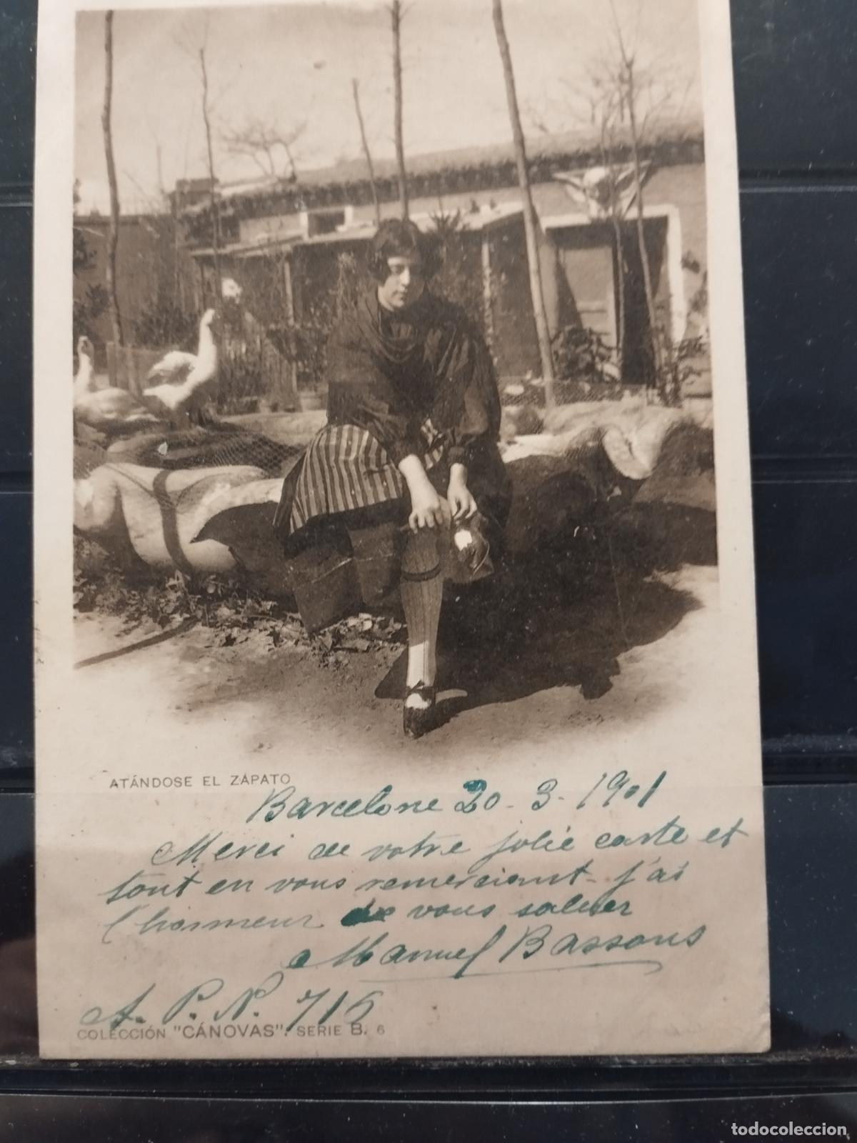 Postales: G-2. ESPA&Ntilde;A. COLECCION CANOVAS SERIE B. N&ordm; 6. ATANDOSE EL ZAPATO. CIRCULADA.