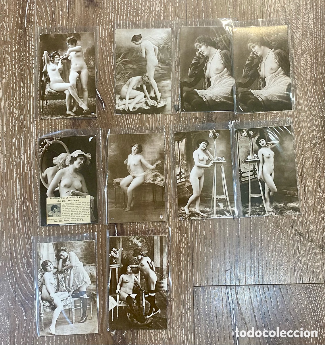 Cartoline: Lote de 9 postales eroticas antiguas.
