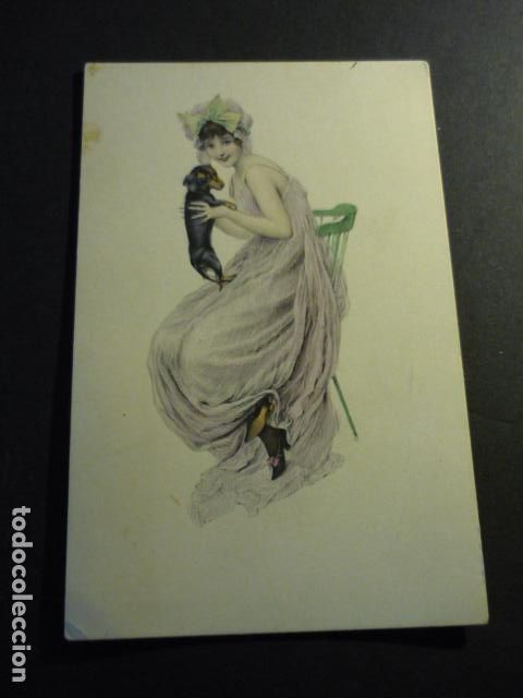Postais: MUJER ELEGANTE CON PERRO POSTAL