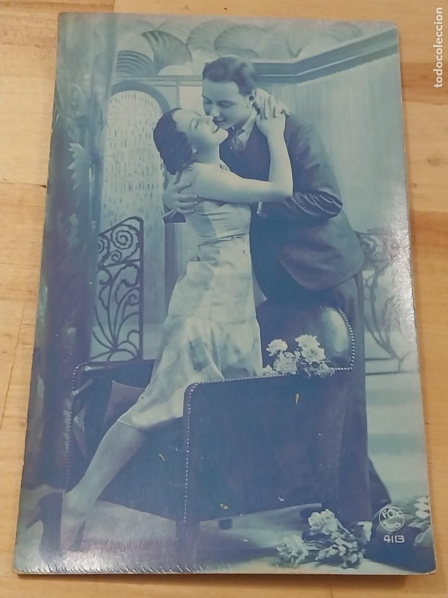 Cartoline: PAREJA ABRAZO FOTO COLOREADA ESCRITA REPUBLICA 1936