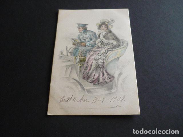 Cartoline: PAREJA EN AUTOMOVIL POSTAL