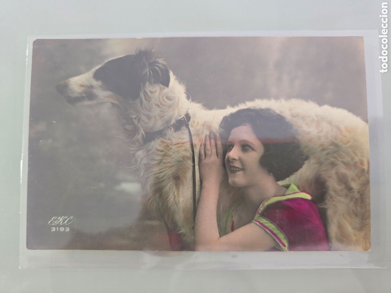 Postcards: Mujer posando con perro