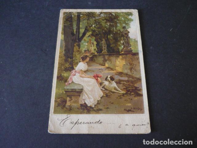 Postales: DAMA ELEGANTE CON PERRO POSTAL - Foto 1