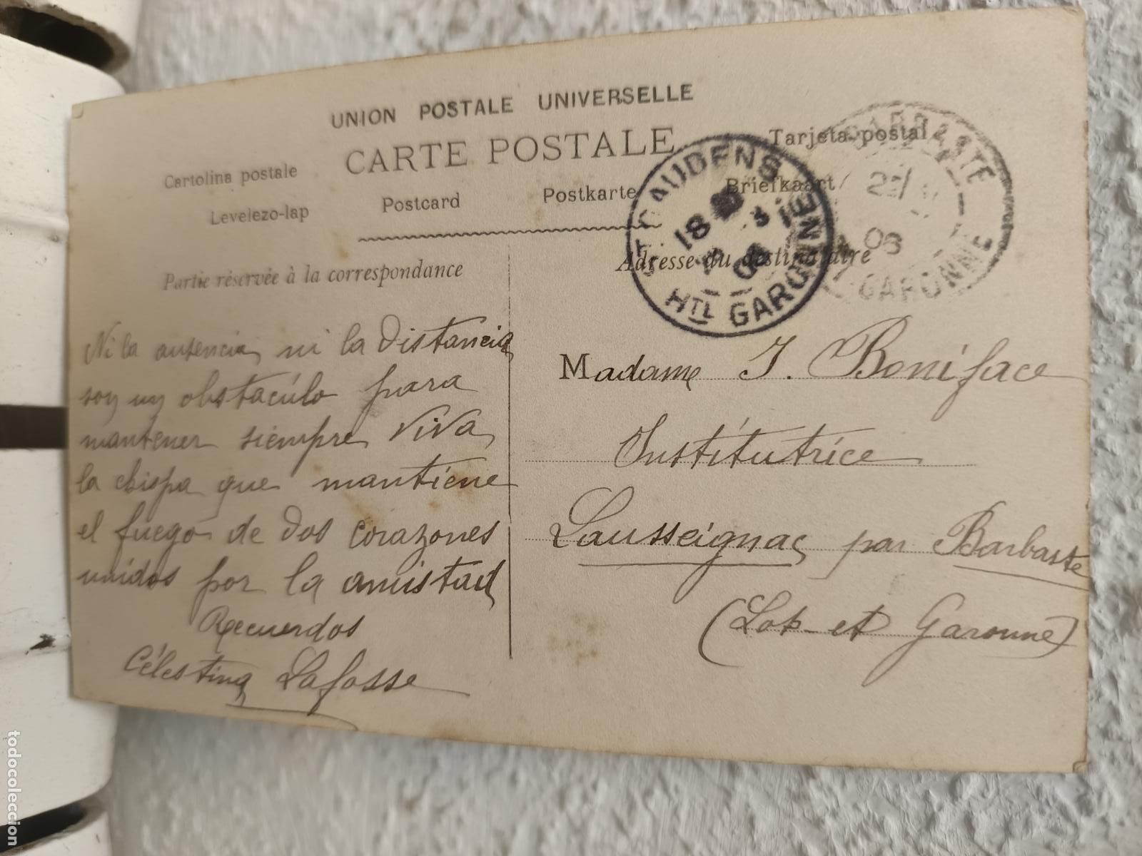 Postales: POSTAL ACTRIZ MAUD AMY, SELLADA 1908 - Foto 2