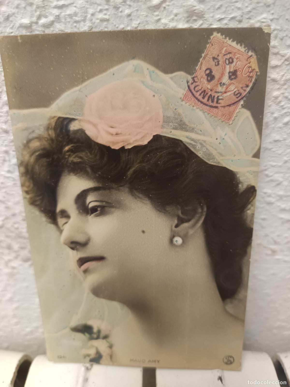 Postales: POSTAL ACTRIZ MAUD AMY, SELLADA 1908 - Foto 1