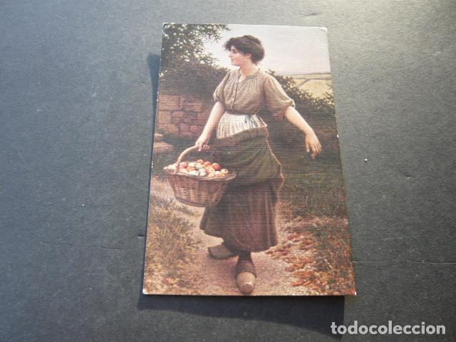 Postales: MUJER CON CESTA POSTAL - Foto 1
