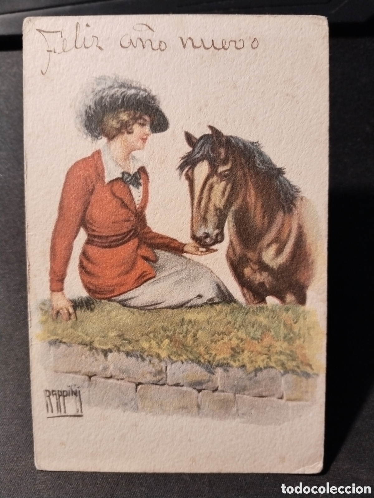 Postales: Postal Art&iacute;stica. Mujer y su caballo - Foto 1
