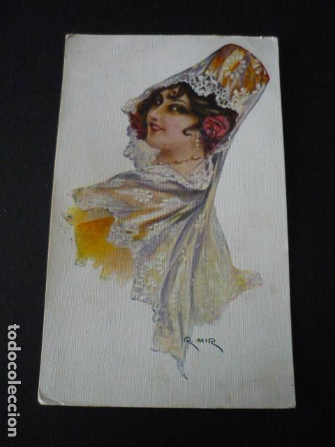 Postales: MUJER CON MANTILLA RAMON MIR ILUSTRADOR POSTAL - Foto 1