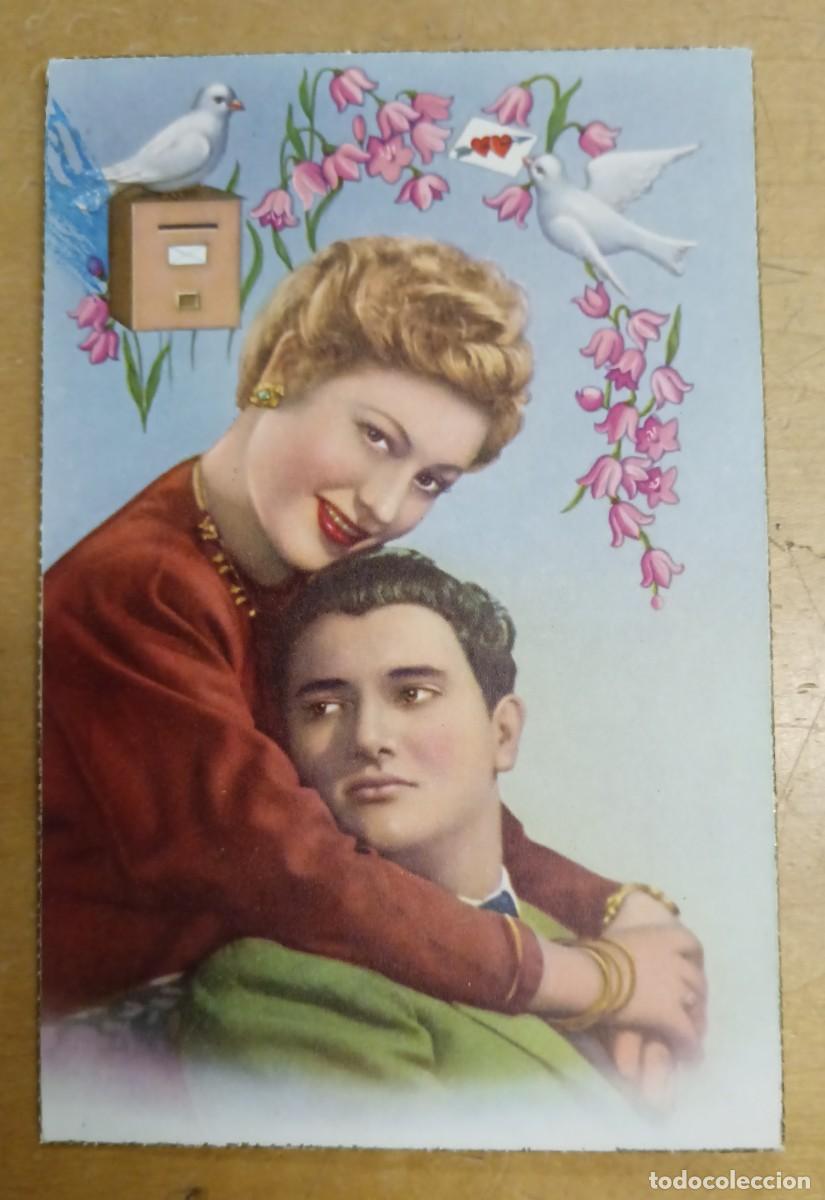Postais: POSTAL GALANTE PAREJA A&Ntilde;O 1956 ESCRITA 13,5X9 CM.