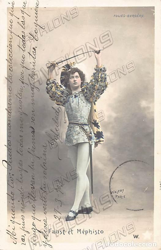Postais: Postal Francesa de Fausto y Mefisto del Folies Berg&eacute;re de Par&iacute;s - Escrita - 1903 - Coloreada