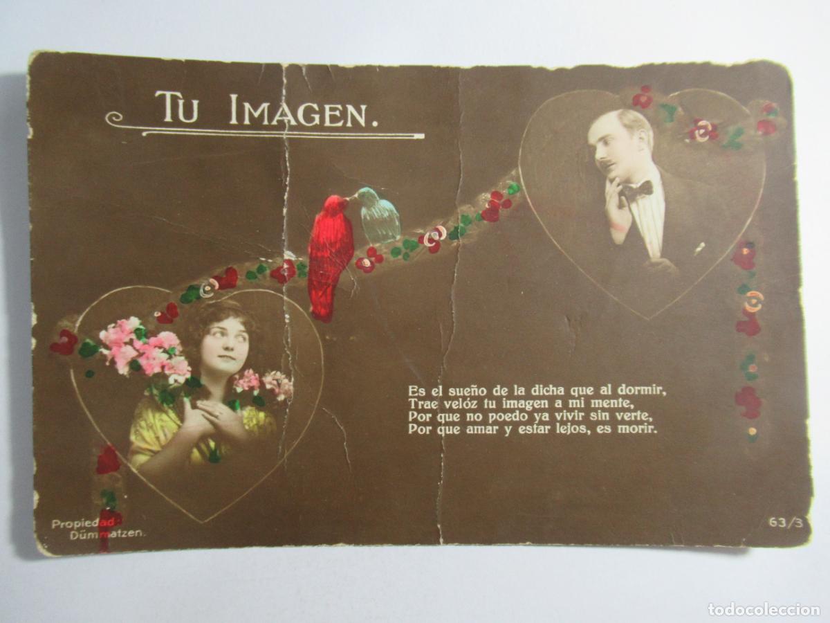 Postales: Antigua Postal mujer hombre pareja rom&aacute;ntica - Escrita en 1916