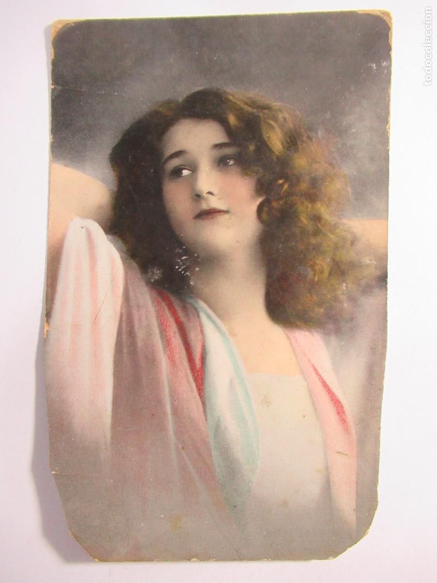 Postales: Antigua Postal Mujer - Escrita - Bordes recortados