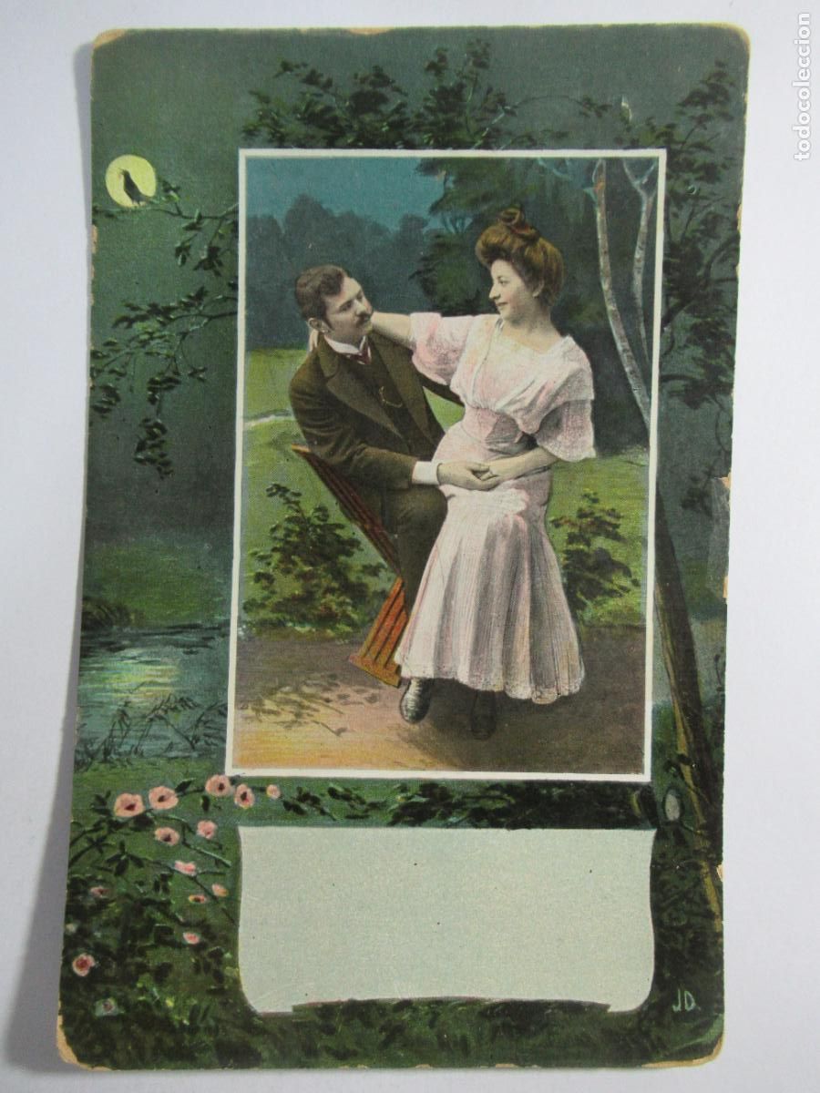 Postales: Postal mujer hombre pareja rom&aacute;ntica - Escrita en 1911