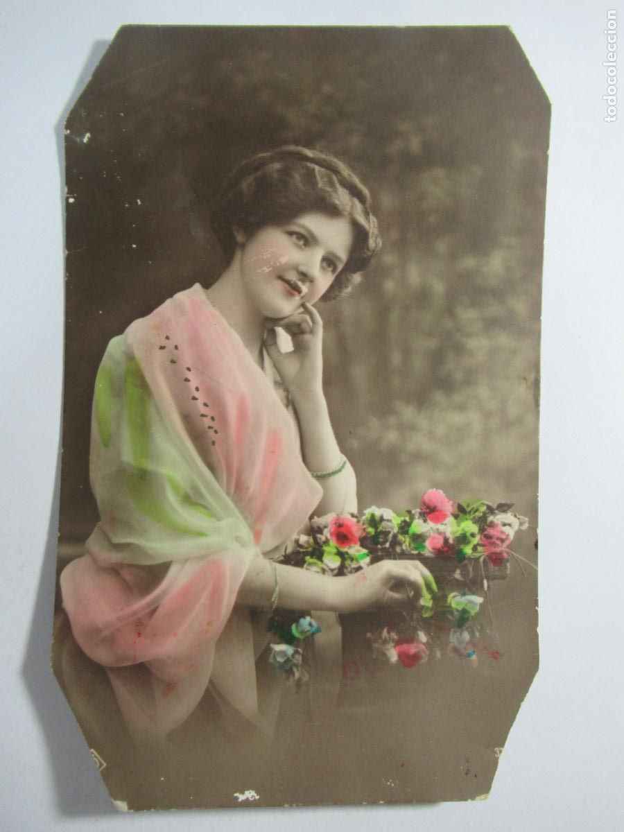 Postales: Antigua Postal mujer - Escrita - Picos recortados